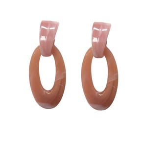 Brinco Resina Pêndulo Rosa Armazém Rr Bijoux