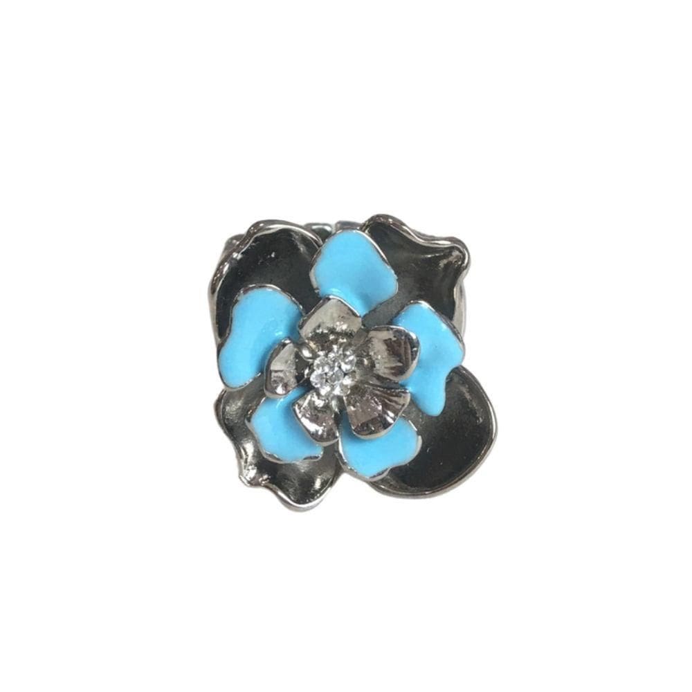 Anel Flor Azul Resina Armazém Rr Bijoux