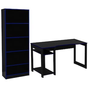 Conjunto Mesa e Armario Gamer ME4141 ME4152 Preto Azul Tecno Mobili