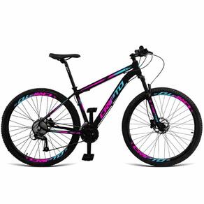 Bicicleta Aro 29 Cripto 24v Shimano Fr. Hidraulico-trava-k7 - - 17" Preto-Azul E Rosa