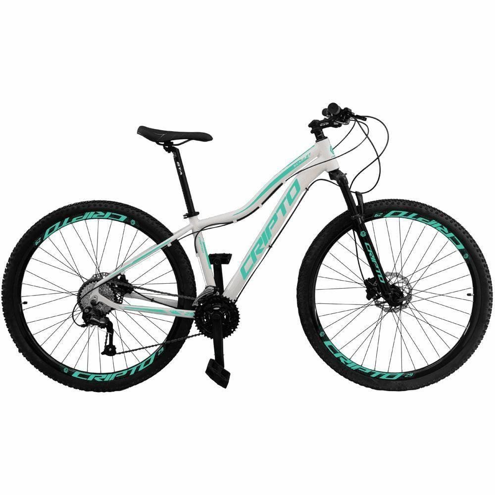 Bicicleta Aro 29 Cripto 24 Vel Freio Hidráulico E Suspensão - Branco-verde - 15” Branco-verde