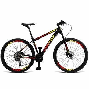 Bicicleta Aro 29 Cripto 24 Marchas Shimano E Freios A Disco - 19" Preto-amarelo E Vermelho