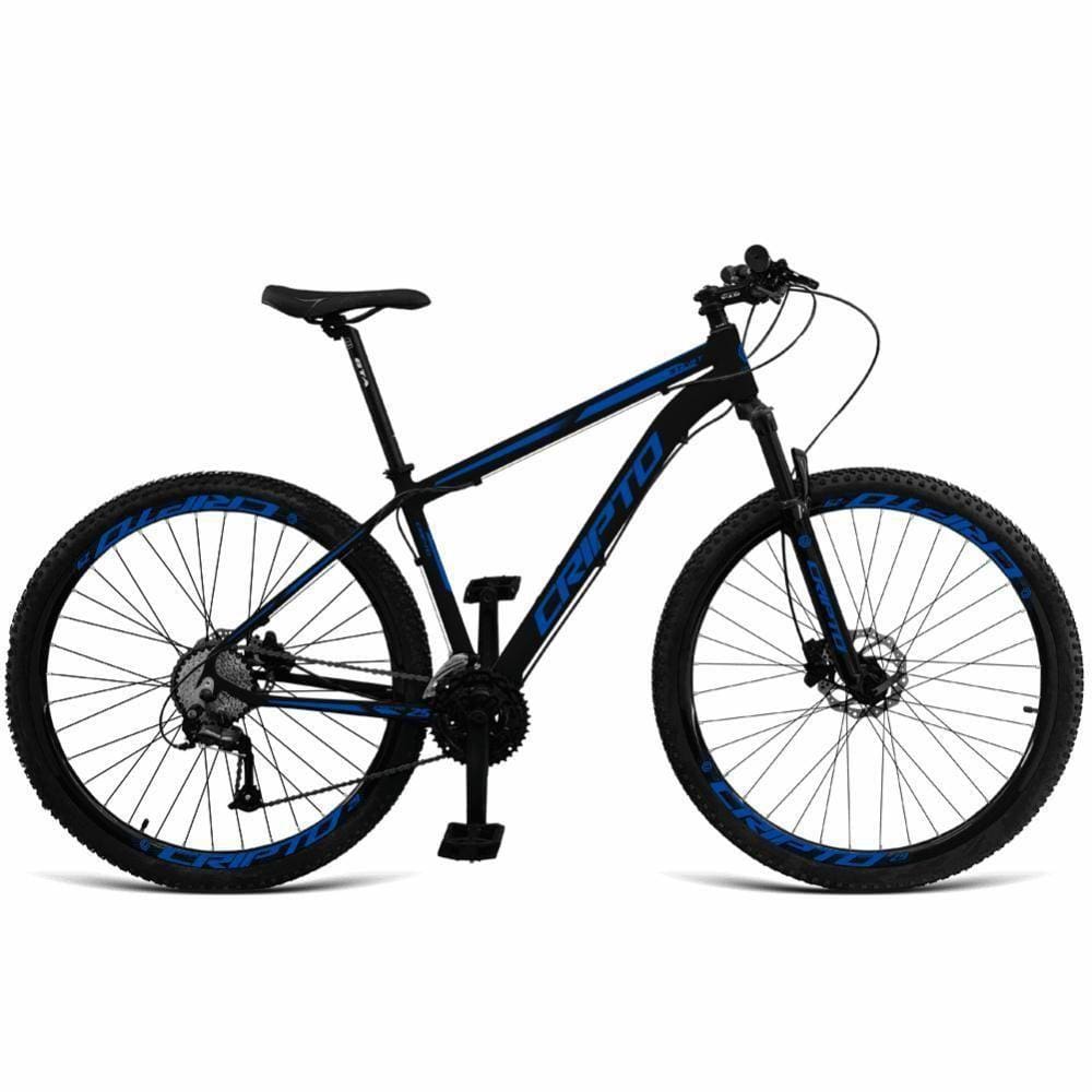 Bicicleta Aro 29 Cripto 24 Marchas Shimano E Freios A Disco - Preto-azul - 21" Preto-azul