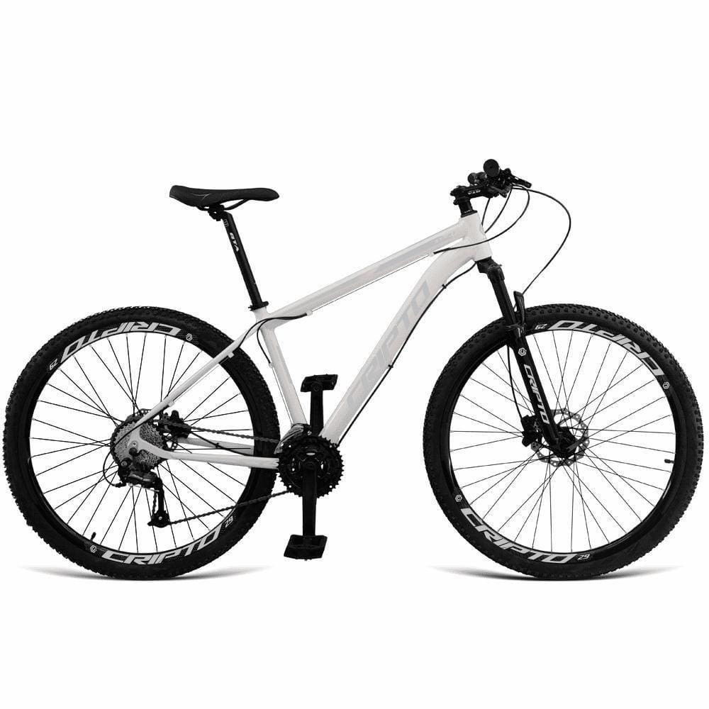 Bicicleta Aro 29 Cripto 24 Marchas Shimano E Freios A Disco - Branco-prata - 19" Branco-prata