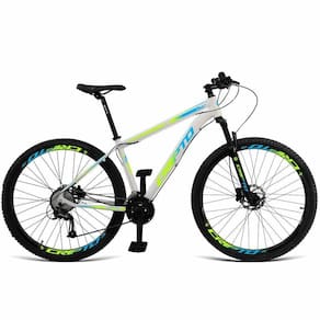 Bicicleta Aro 29 Cripto 24 Marchas Shimano Freios Hidraulico - 17" Branco-verde E Azul