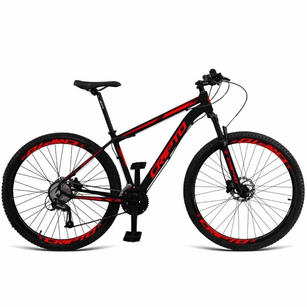 Bicicleta Aro 29 Cripto 24 Marchas Freios Disco E Suspensão - Preto-vermelho - 17” Preto-vermelho