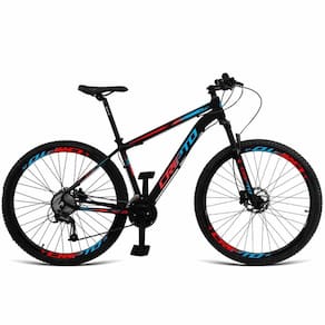 Bicicleta Aro 29 Cripto 27v Alivio Freio Hidraulico Trava K7 - 17" Preto-Azul E Vermelho