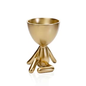 Vaso Decorativo Bob Robert Sentado em Poliresina Dourado 14,5 cm M02 - D`Rossi