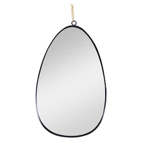 Espelho Decorativo em Metal Preto com Alça Corrente Dourado 36 cm F04 - D`Rossi