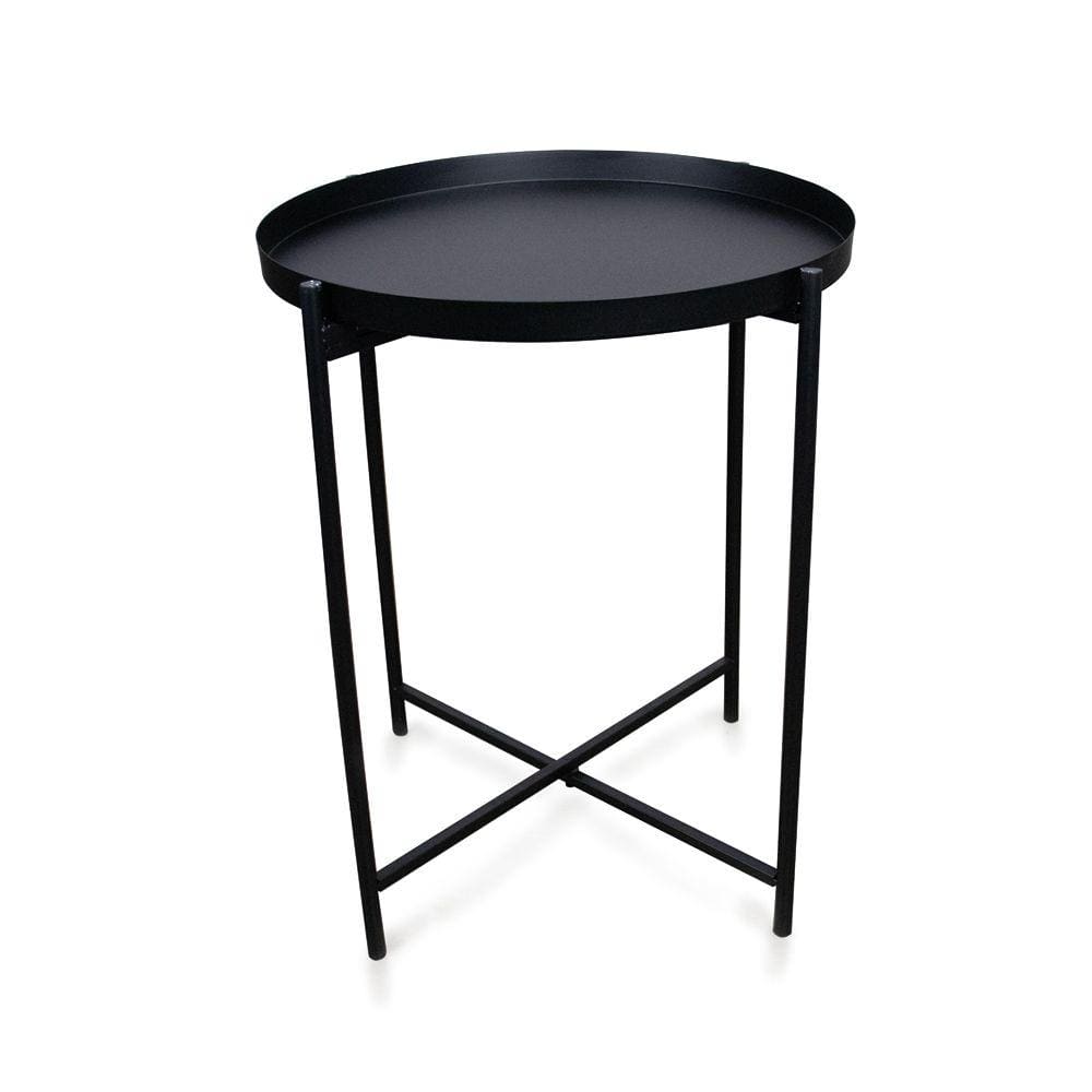 Mesa Lateral Multiuso Redonda Base Industrial Preto 40 cm M02 - D`Rossi