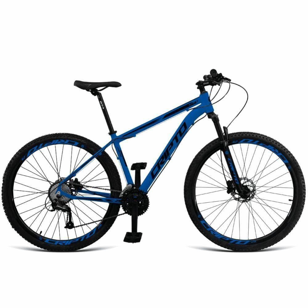 Bicicleta Aro 29 Cripto 24 Marchas Shimano E Freios A Disco - 19" Azul Hunter-preto