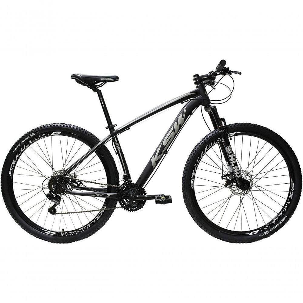 Bicicleta Aro 29 Ksw 12v Deore Freio Hidraulico Trava Guidão - Preto-prata - 21” Preto-prata
