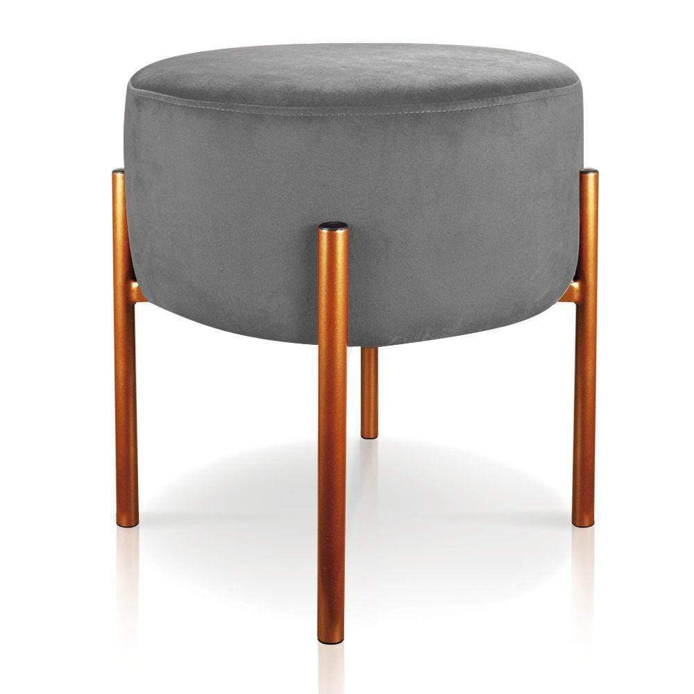 Puff Iron Suede Grafite Base Metálica Cobre - D´rossi