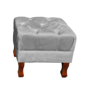 Puff Decorativo Retrô Luis Xv Quadrado Em Capitonê Suede