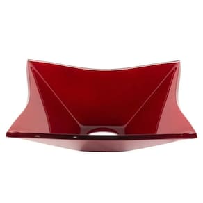 Cuba de Vidro Quadrada 31cm Vermelho Cereja
