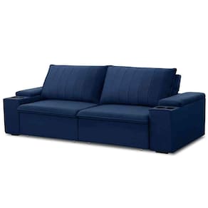 Sofá Retrátil Reclinável 3 Lugares 225Cm Baluart F05 Veludo Azul