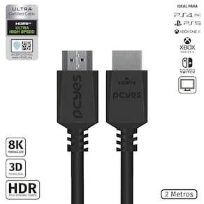 Cabo Hdmi Ultra 2.1 28Awg Puro Cobre 8K 60Hz 2 Metros - Phm8
