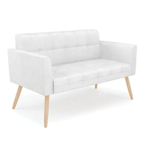 Sofá Namoradeira Elisa Corano Pés Palito Natural - D`rossi Cor Branco
