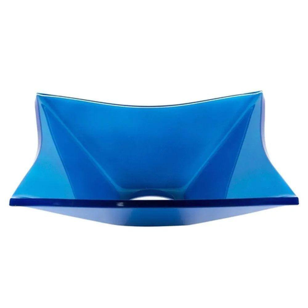 Cuba de Vidro Quadrada 31cm Azul Escuro