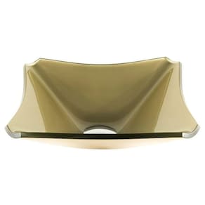 Cuba de Vidro Quadrada Chanfrada 30cm Champanhe