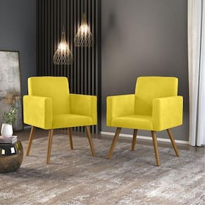 Kit 02 Poltronas Cadeira Escritório Recepção amarelo