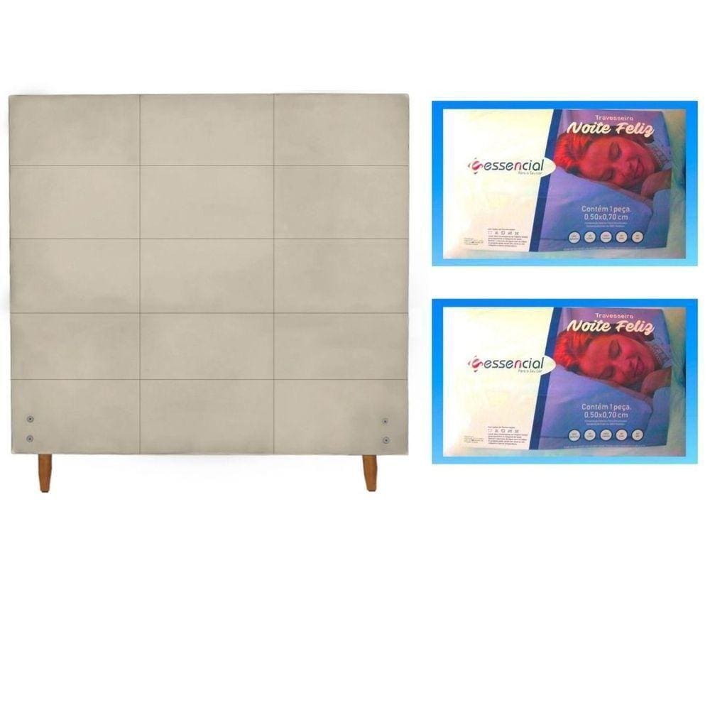 Cabeceira Anita 1.40 Para Cama Casal Suede Bege