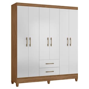 Guarda Roupa Casal 6 Portas 2 Gavetas 153cm Paraná M07 Naturale/branco - Mpozenato