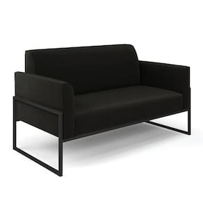 Sofá Namoradeira Base Industrial Alta Preto Marisa Suede D03 - D\`rossi Cor Preto