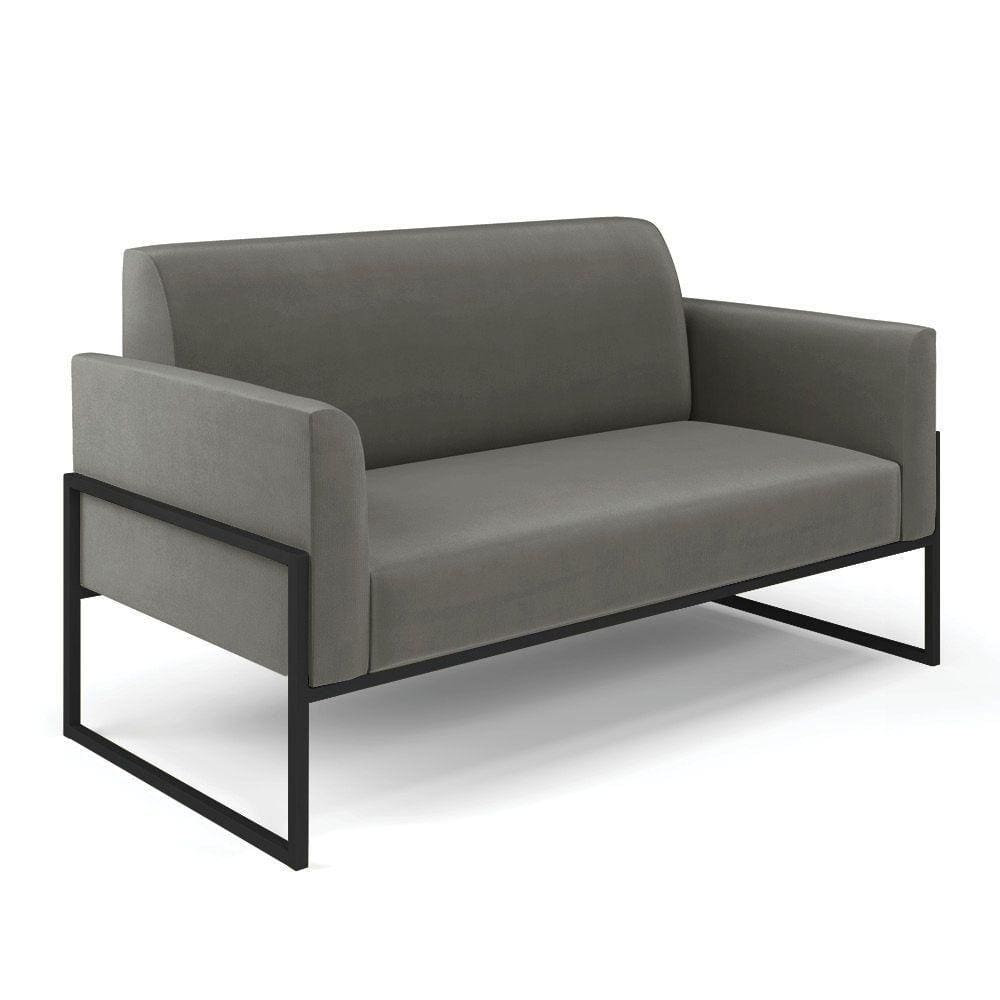 Sofá Namoradeira Base Industrial Alta Preto Marisa Suede Grafite D03 - D\`rossi