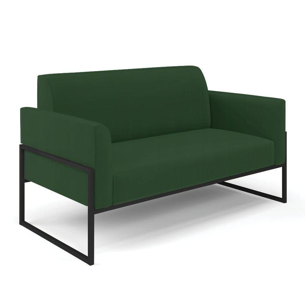 Sofá Namoradeira Base Industrial Alta Preto Marisa Veludo D03 - D\`rossi Cor Verde