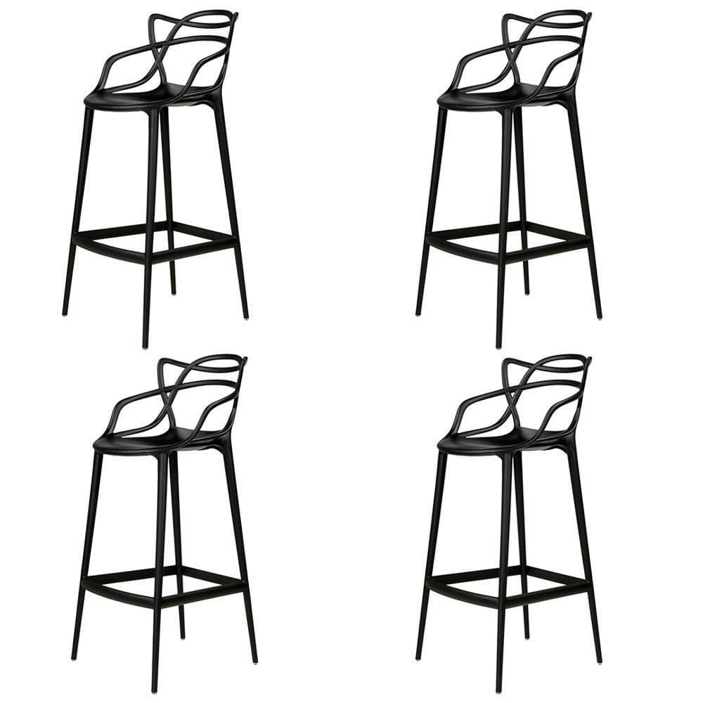 Kit 4 Banqueta Aviv Allegra Solna Fratini 109 Cm (altura) Polipropileno Cor Preto