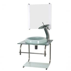 Gabinete De Vidro 40cm Inox Marmore Com Torneira Cascata