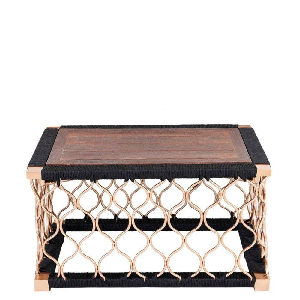 Mesa De Centro Em Corda Náutica Bronze