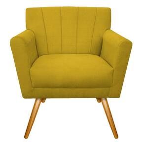 Kit Diva Recamier Vanessa 185cm Lado Direito E 01 Poltrona Laura Suede Cor Amarelo