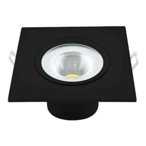 Kit 2 Spot Led 5w Quadrado Embutir Branco Frio 9x9cm Preto