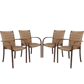 Conjunto De 4 Cadeiras De área Ascoli Cappuccino Alumínio Pintura Eletrostática Marrom