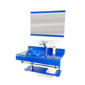Gabinete De Vidro 90cmCurvado Duplo Inox C/ Torneira Cascata