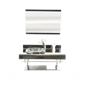 Gabinete De Vidro 90cm Duplo Inox Com Torneira Cascata