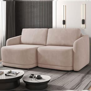 Sofá Cama Modulado Retrátil E Reclinável Decorativo Varsóvia 196cm Veludo Rosê G33 - Gran Belo