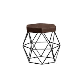 Puff Decorativo Onix Com Armação Preto Para Sala Em Linho