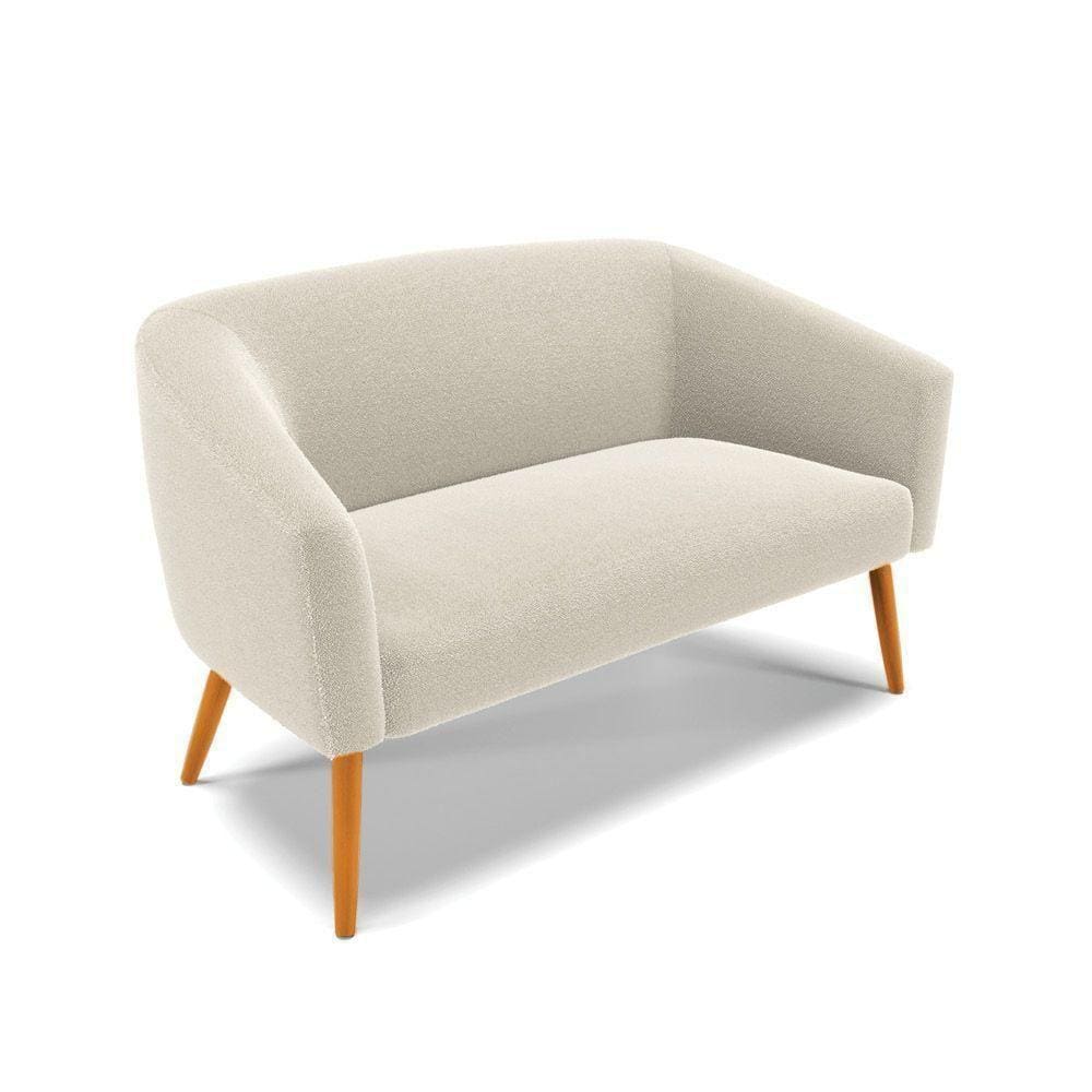 Sofá Namoradeira Stella Bouclê Bege Pés Palito Castanho - D`rossi