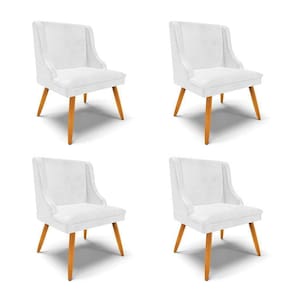 Kit 4 Cadeiras Estofadas Para Sala De Jantar Pés Palito Lia Sintético Premium Branco - Ibiza