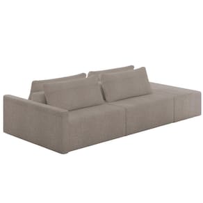 Sofá Ilha Modular Com Puff Para Sala Living 232cm Georgia K04 Bouclê Bege Escuro - Mpozenato