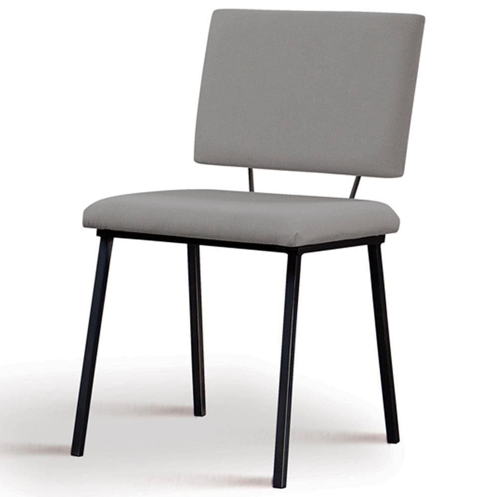 Cadeira Estofada Base Em Aço F38 Cinza