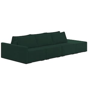 Sofá Ilha Modular Com Puff Para Sala Living 312cm Georgia K04 Veludo Verde - Mpozenato