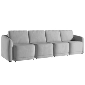 Sofá Cama Casal Para Sala 436cm Polska K04 Veludo Cinza - Mpozenato