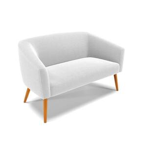 Sofá Namoradeira Stella Bouclê Off White Pés Palito Castanho - D`rossi