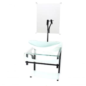 Gabinete De Vidro Duplo Cuba Oval Branco C/Torneira Preta