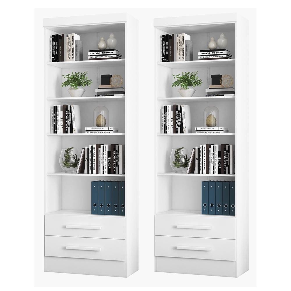 Kit com 02 Estantes Livreiros 3420 Qmovi Branco