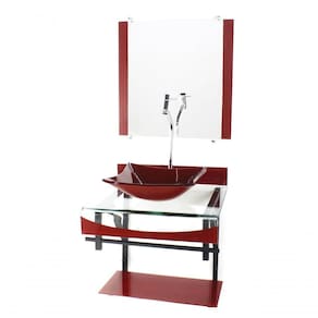 Gabinete Duplo Cuba Quadrada Vermelho Cereja C/Torneira